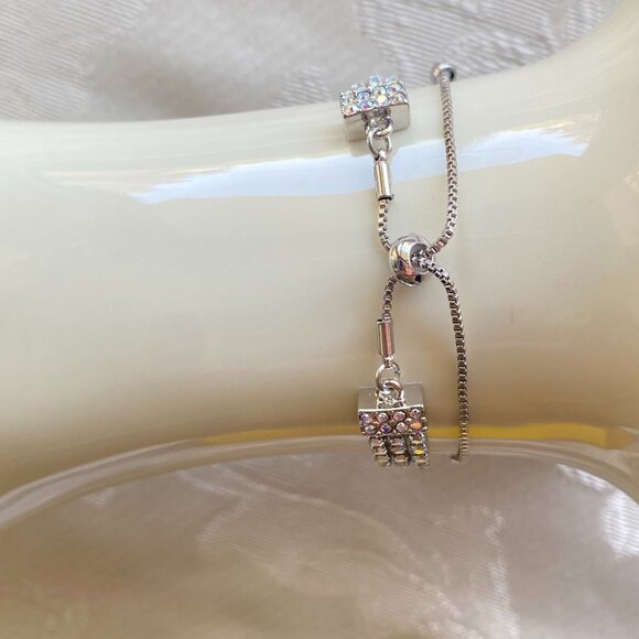FAC Swarovski Crystal Silver Tone Slider Bracelet - Picture 3 of 7